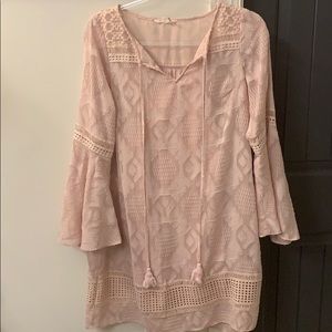 Anthropologie floreat bell sleeve pink dress